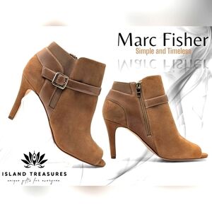 Marc Fisher Peep Toe Booties Shimmee Size US  Dark Green Suede Women 8M